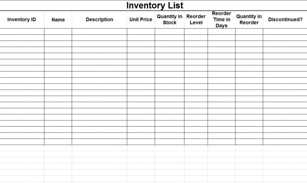 Inventory Template Inventory Templates Excel