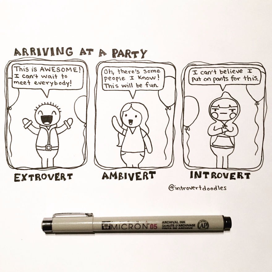 25 komiksów, które w zabawny sposób wyjaśniają typowe sytuacje z życia introwertyka.