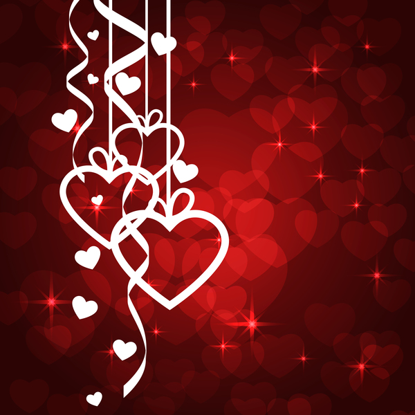 Heart decorative with valentine red background vector 05