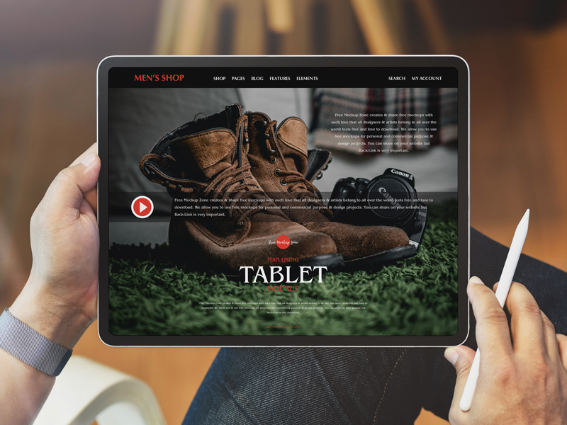 Free Man Using Tablet Mockup PSD Free Mockup ZoneFree