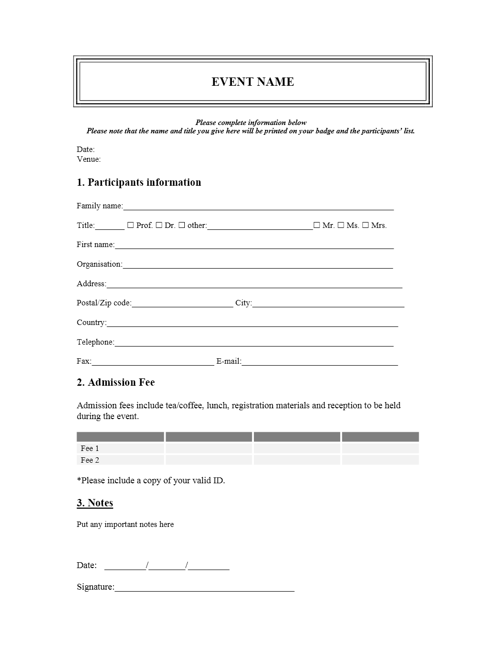 Event Registration Form