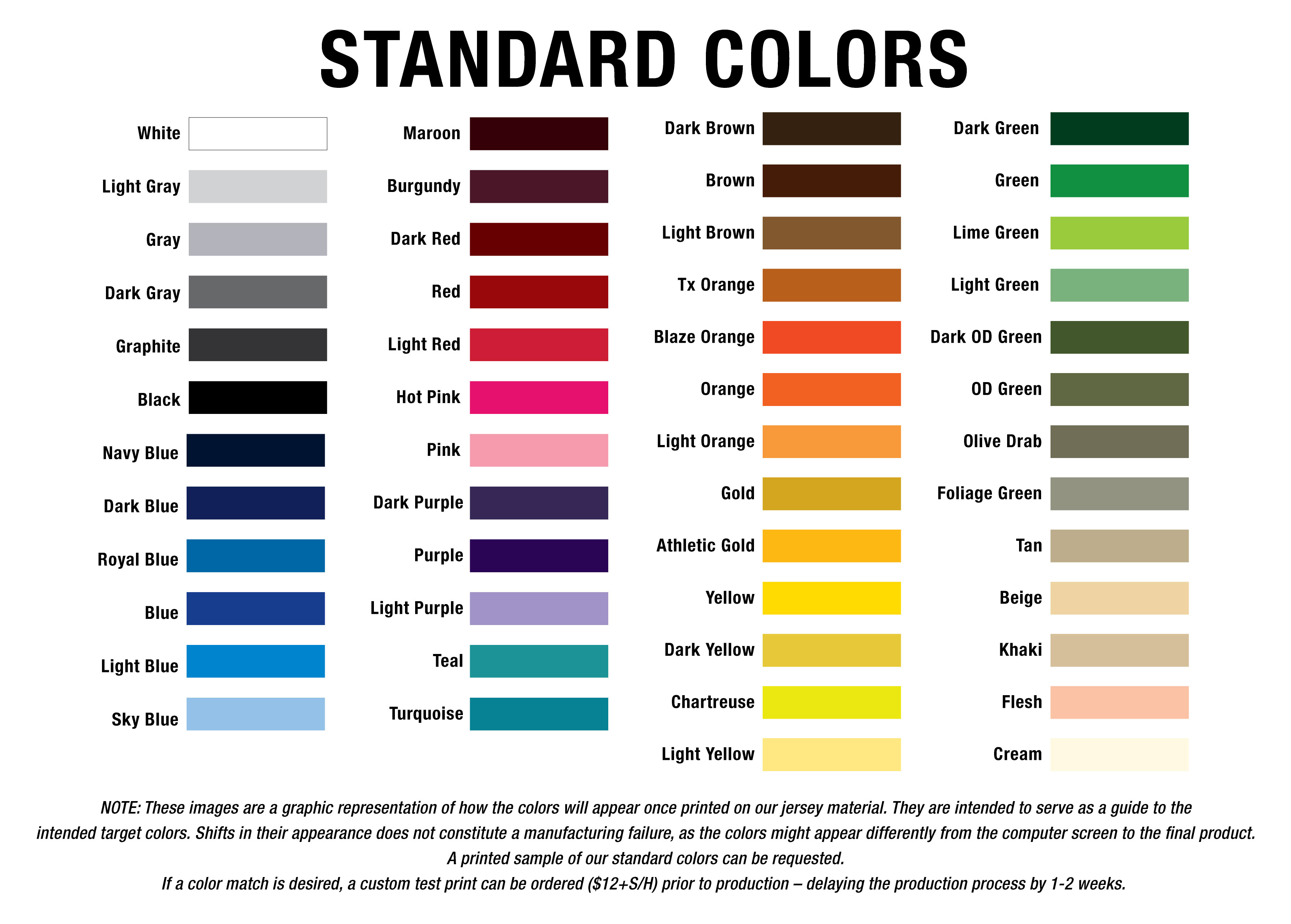 Standard Colors G2 Gemini The leader in custom apparel for fishing, bowling, shooting, & racing
