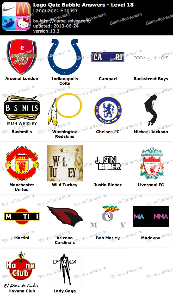 Logo Quiz By Bubble Answers Level 18 Game Solver