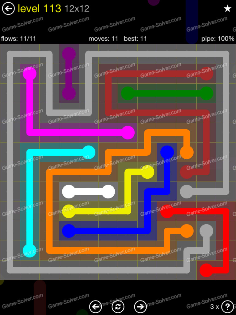 Flow 12×12 Mania Level 113 Game Solver