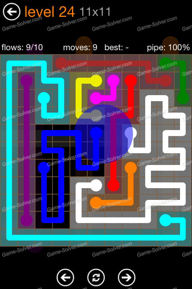 Flow Jumbo Pack 11×11 Level 24 Game Solver