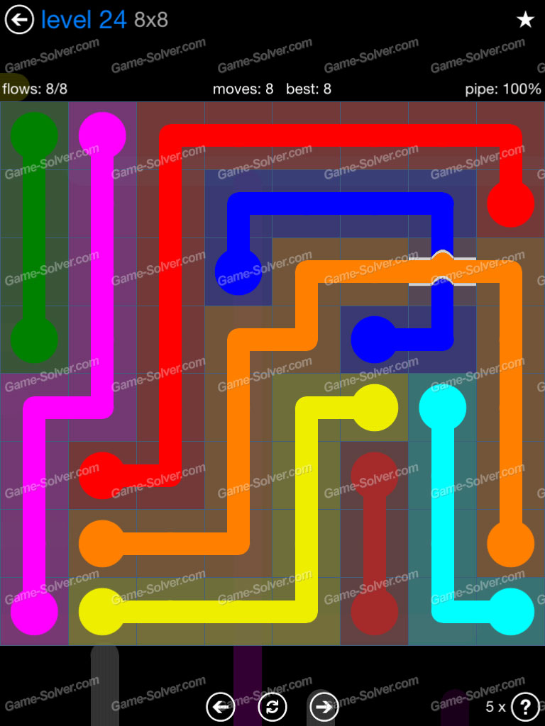 Flow Bridges Challenge Pack 8×8 Level 24 Game Solver