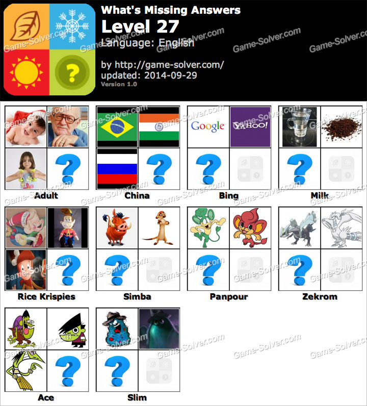 What’s Missing Level 27 Game Solver