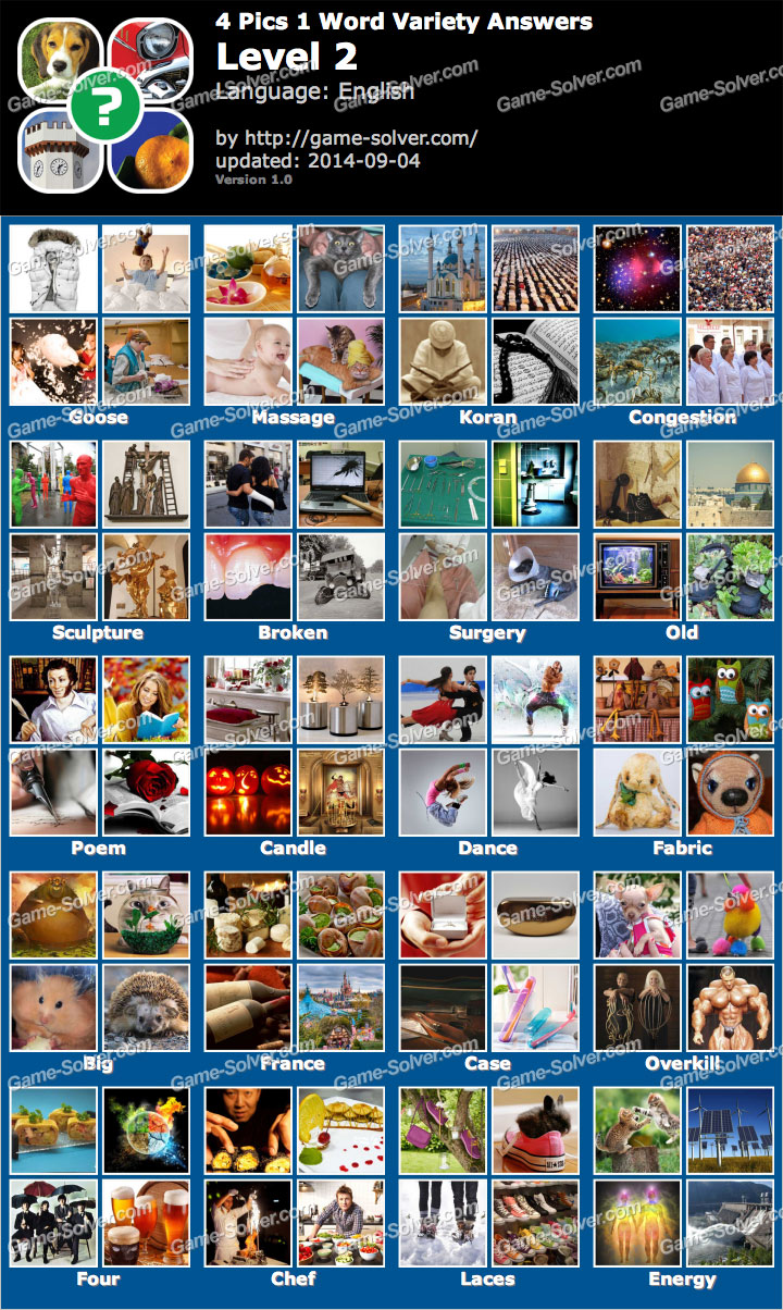 4 Pics 1 Word Variety Level 2 • Game Solver