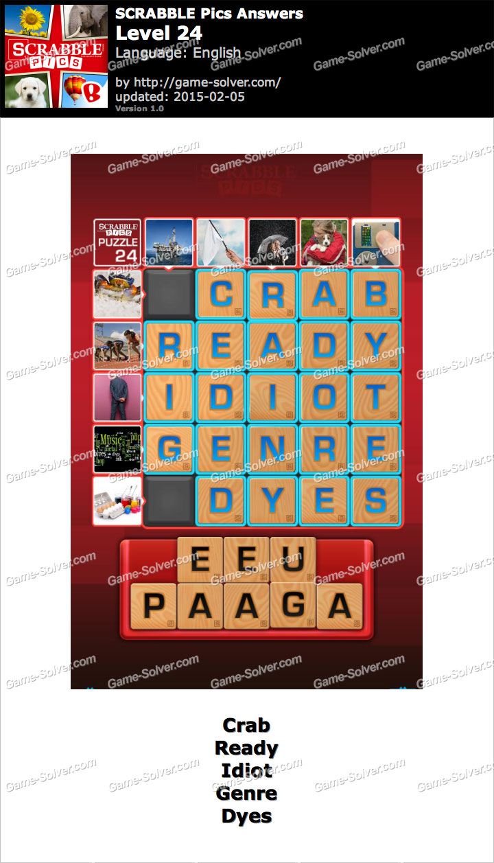 Scrabble Pics Level 24 Game Solver
