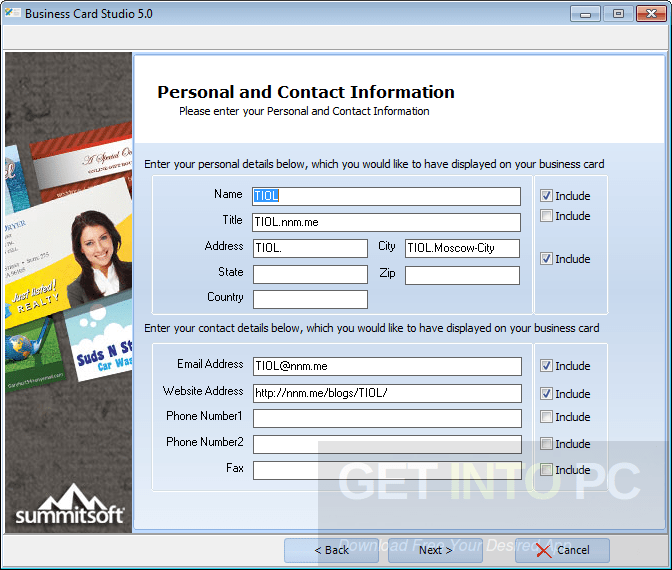 Summitsoft Business Card Studio Deluxe Free Download