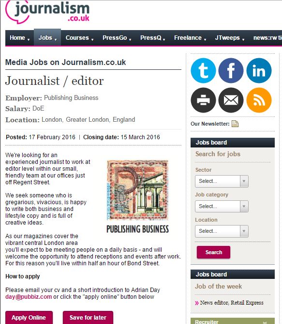 Aargh! Journalism job advert demands applicants “live less