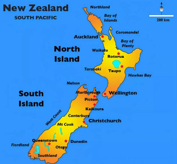 New Zealand map OCEANIA Country map of New Zealand