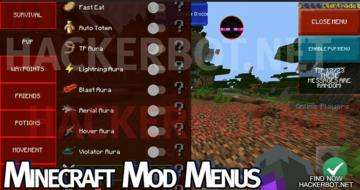 Minecraft PE Hack Mods, Aimbots and Cheats for Android