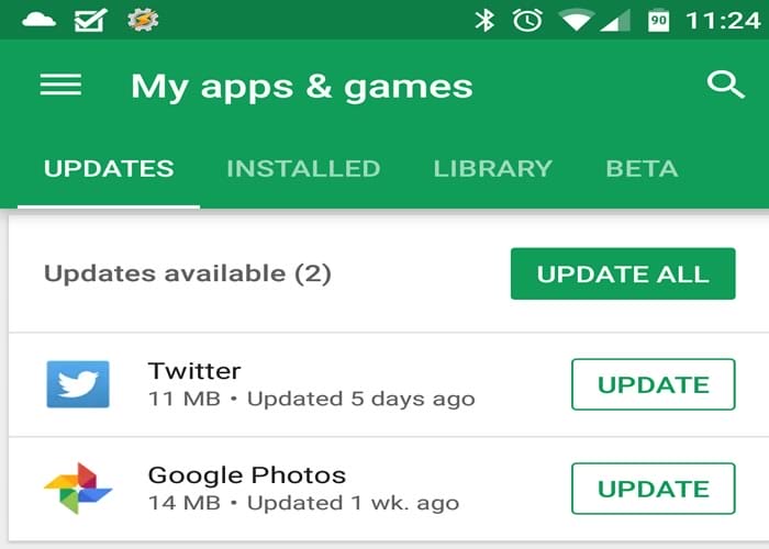 Google Play Store will have a "refresh" button to check