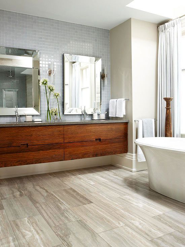 10 Wood Bathroom Floor Ideas HomeMydesign