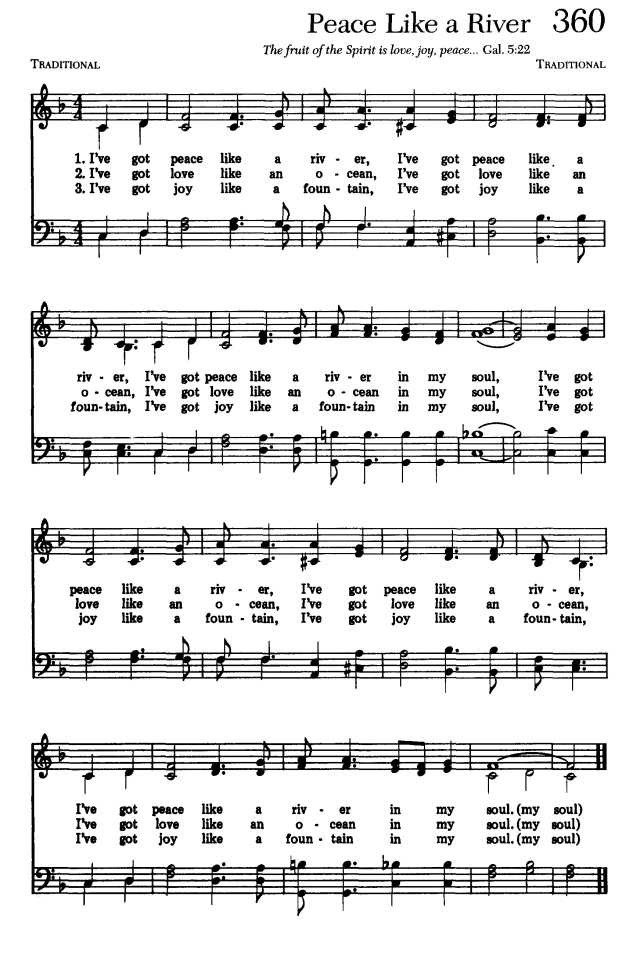 Sing Joyfully 360. I've got peace like a river