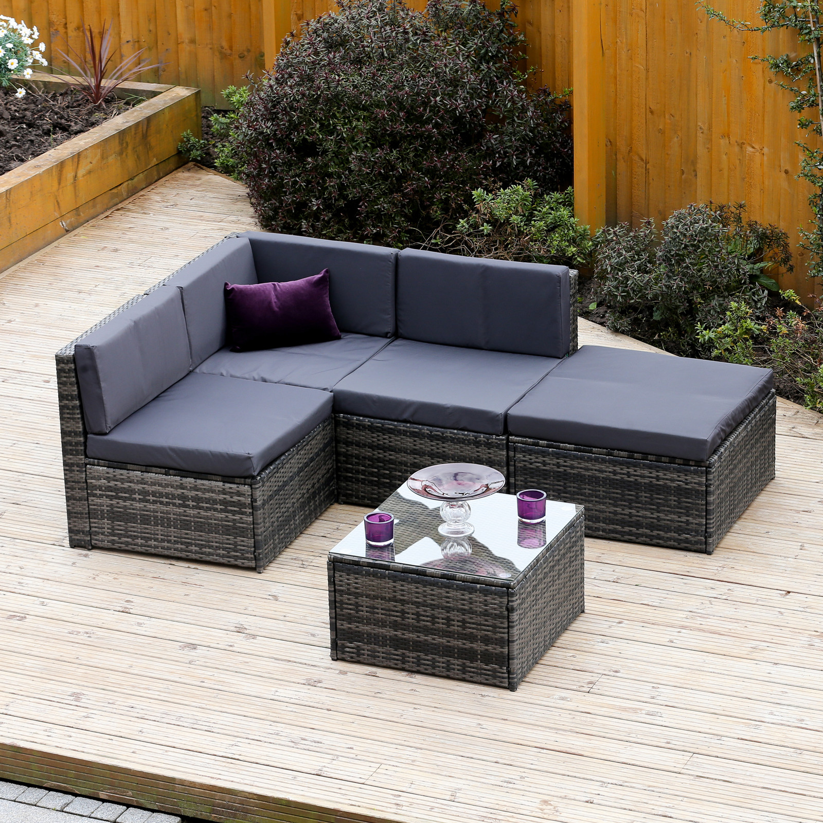 ALUMINIUM FRAME Rattan Weave Corner Sofa Set Garden