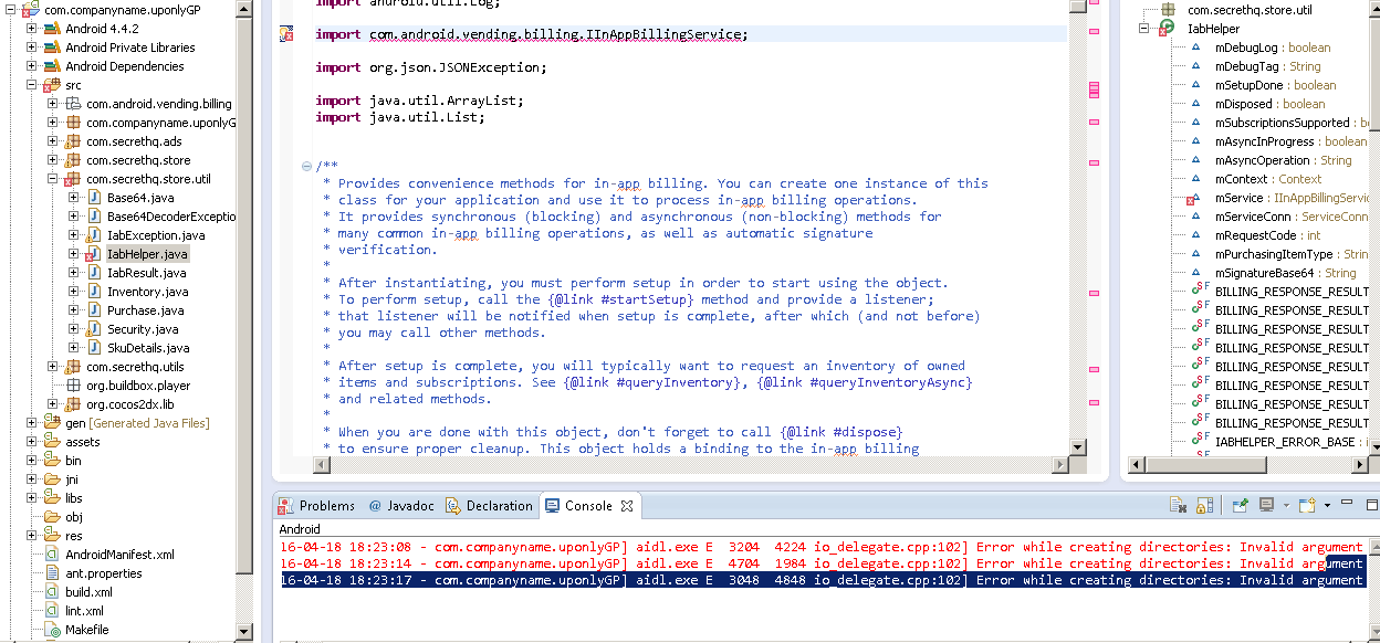 java error in import com.android.vending.billing