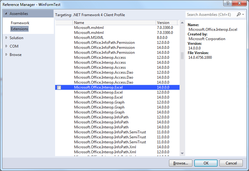 Microsoft Interop Excel Dll