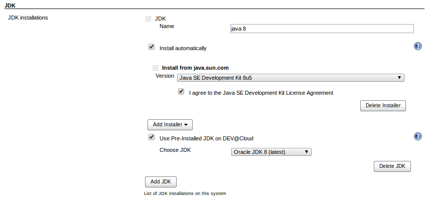 jenkins Cloudbees RUNcloud select Java 1.8 Stack Overflow