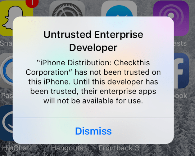 iOS9 Untrusted Enterprise Developer with no option to