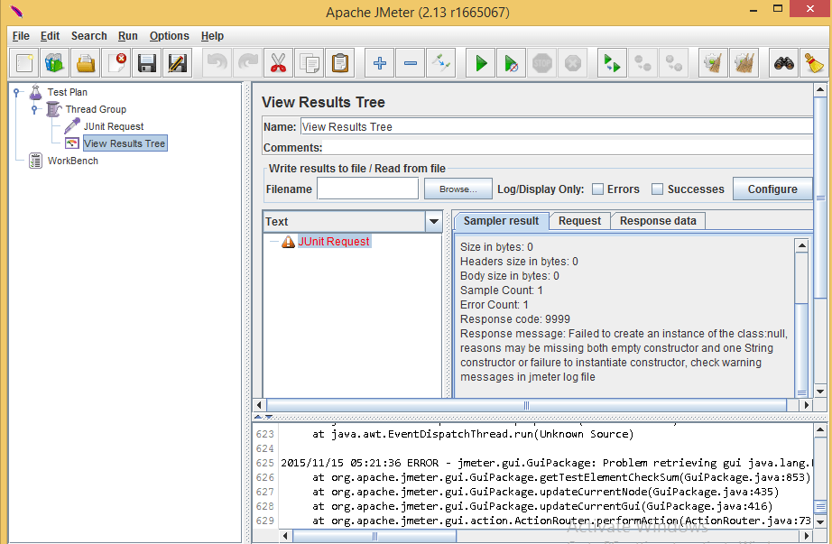 selenium Null pointer exception in gui of jmeter Stack