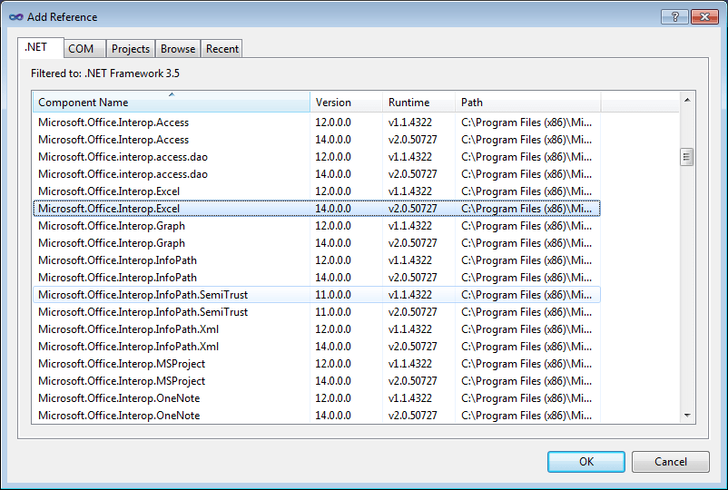 Microsoft.office.interop.excel Version 11
