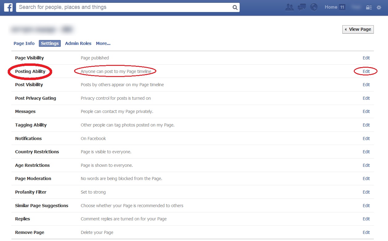 How to stop others posting on my Facebook page timeline Web