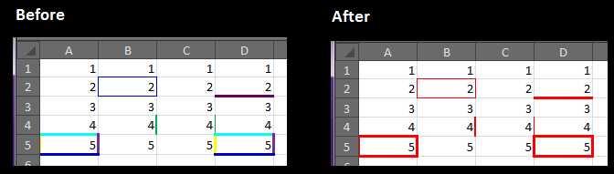 vba Change color existing irregular borders Excel Super User