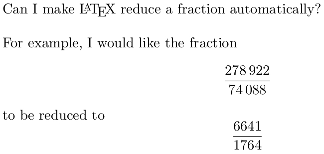 calculations Reducing fractions automatically using LaTeX 3 TeX