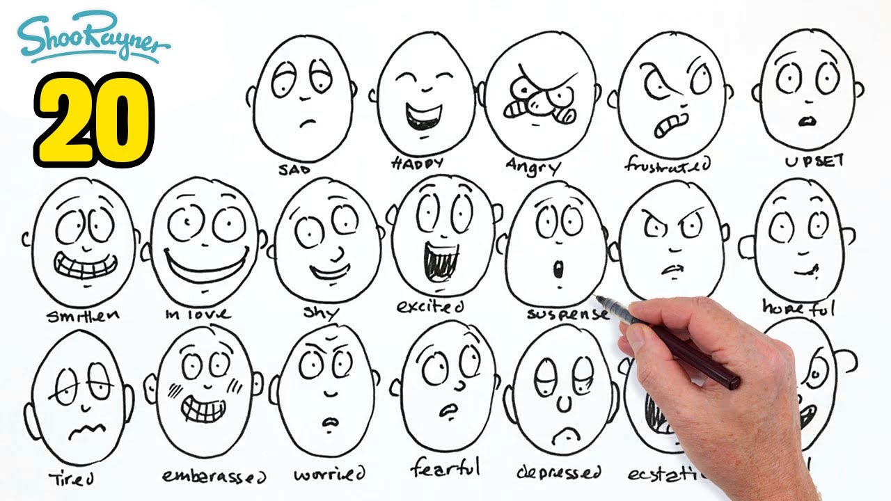 How to draw 20 different emotions YouTube