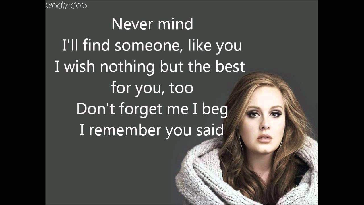 Someone Like You Adele Lyrics (HD) YouTube