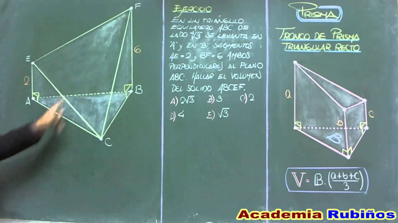 TRONCO DE PRISMA TRIANGULAR RECTO VOLUMEN EJERCICIO