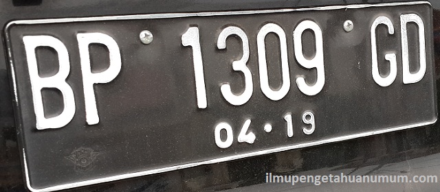Kode Plat Nomor / Tanda Nomor Kendaraan Bermotor di Indonesia