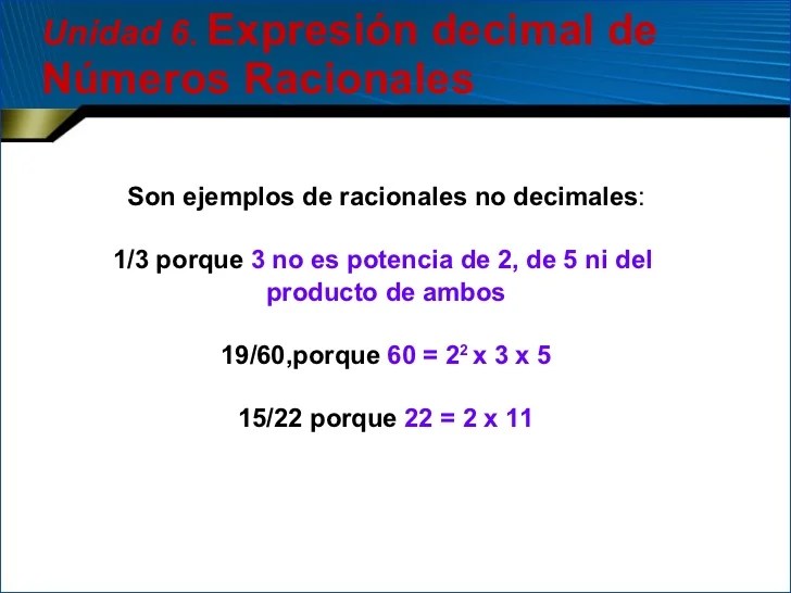 Expresión Decimal de Números Racionales
