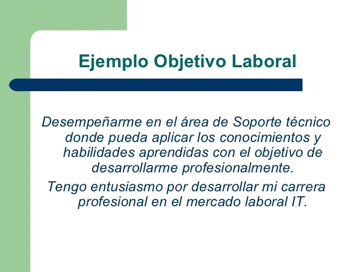 Modelo De Curriculum Vitae Objetivo Laboral Modelo De