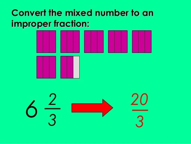 Converting fractions improper to mixed numbers