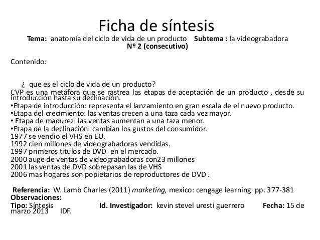 Ficha de síntesis