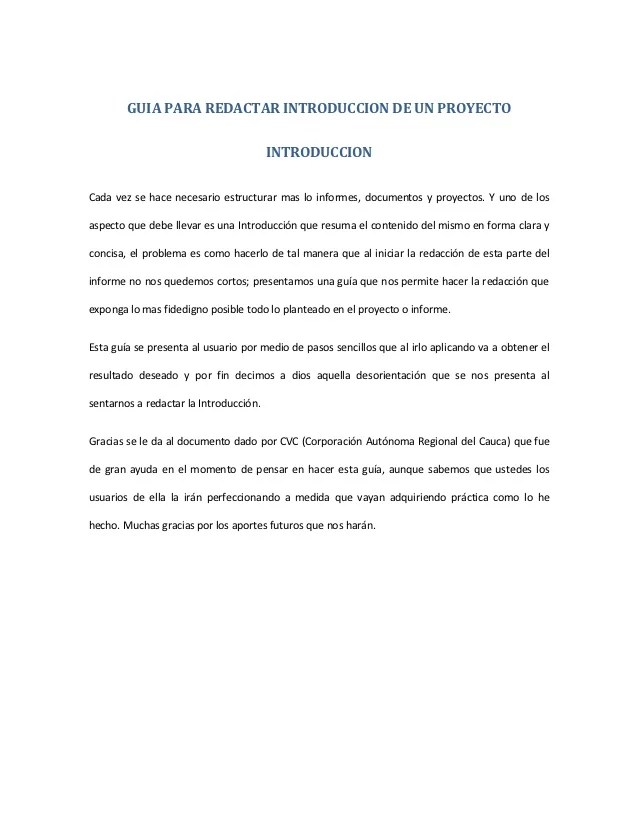 Guia para redactar la introduccion de un proyecto