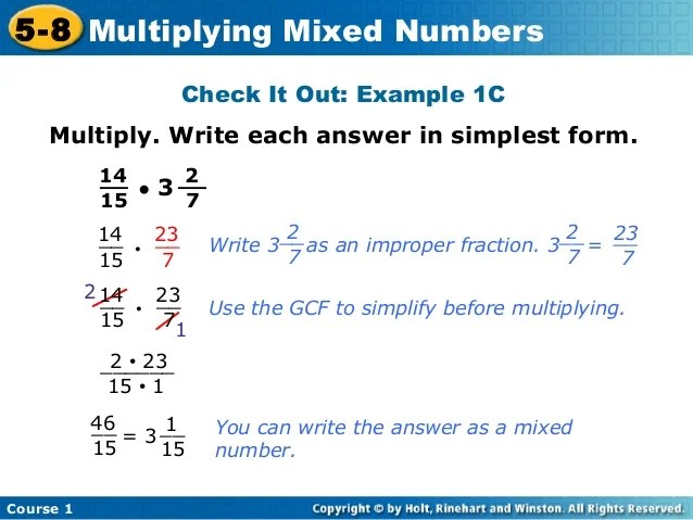 Multiplying mixed numbers