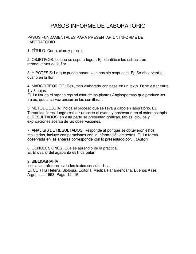 Pasos informe de laboratorio