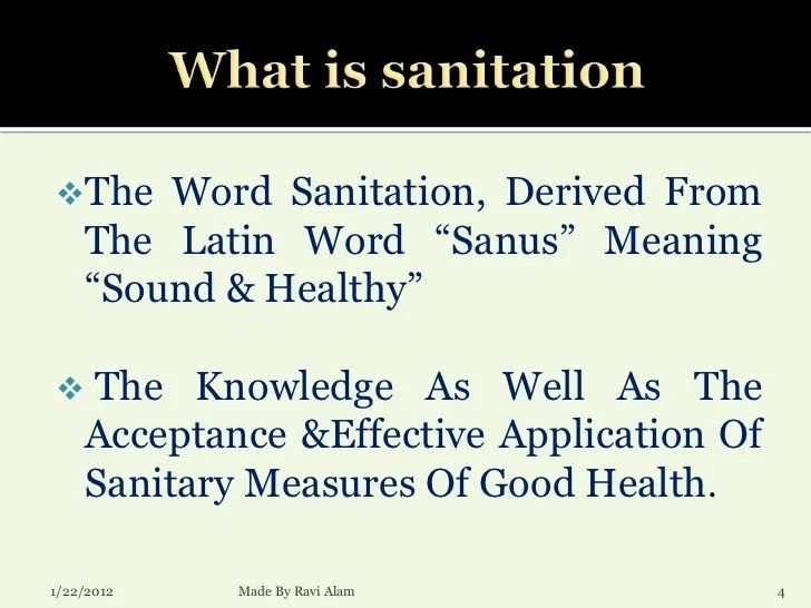 Hygiene & Sanitation Presentation by Ravi alam