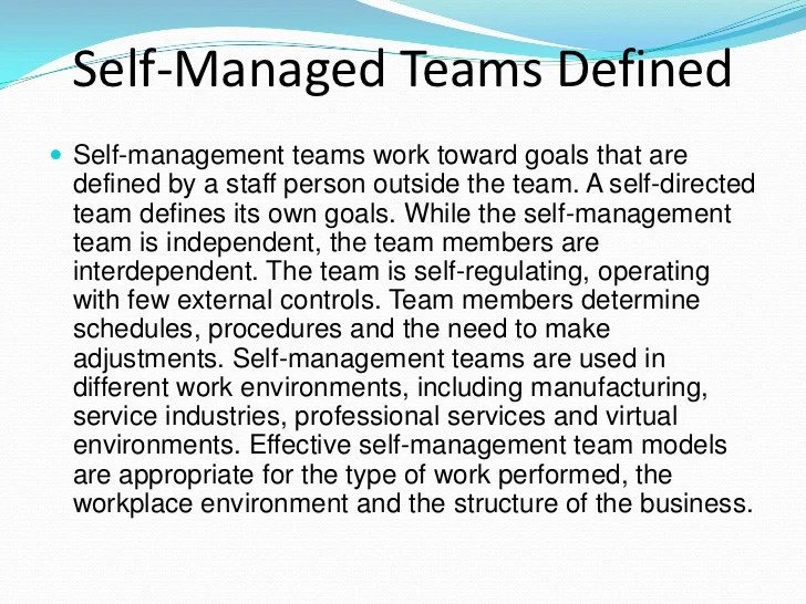 Self managing teams