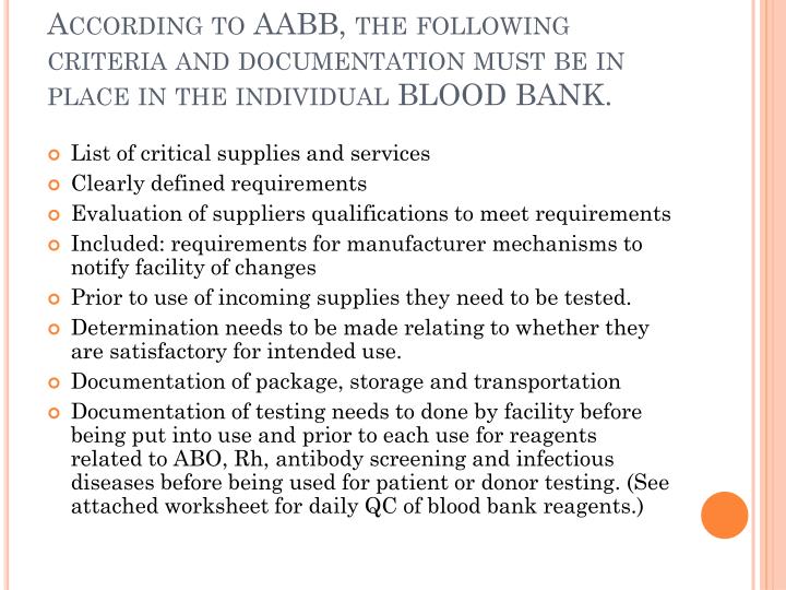 PPT QUALITY ASSURANCE IN BLOOD BANKING PowerPoint