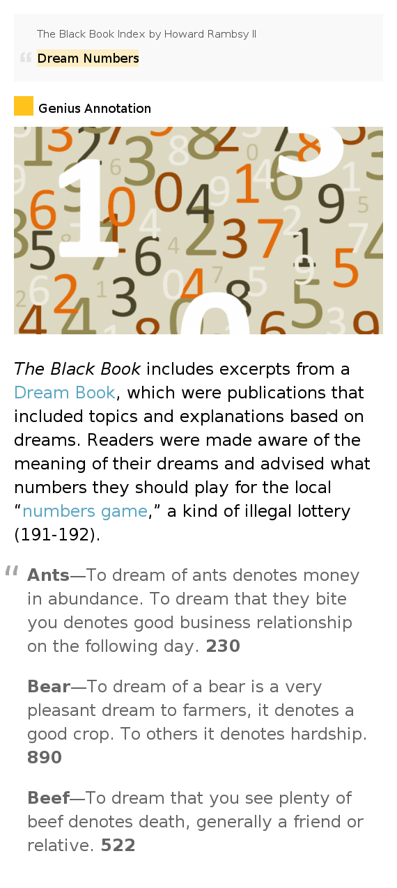 Dream Numbers The Black Book Index by Howard Rambsy II