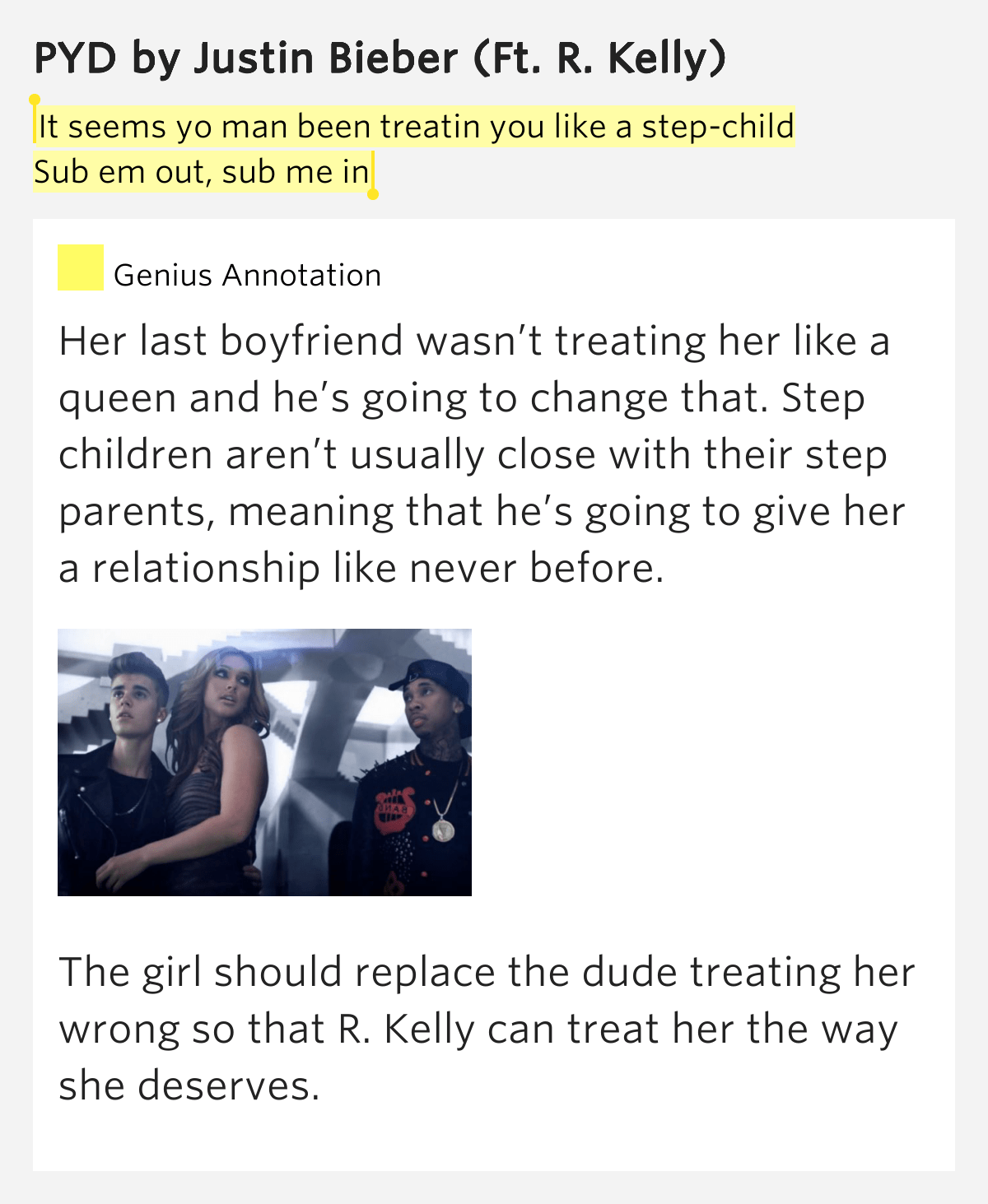 It seems yo man been treatin you like a stepchild / Sub