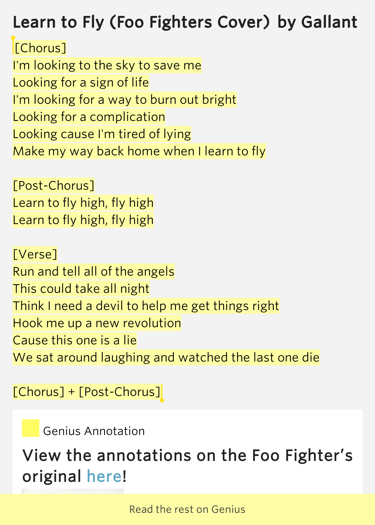 [Chorus] / I'm looking to the.. Learn to Fly (Foo