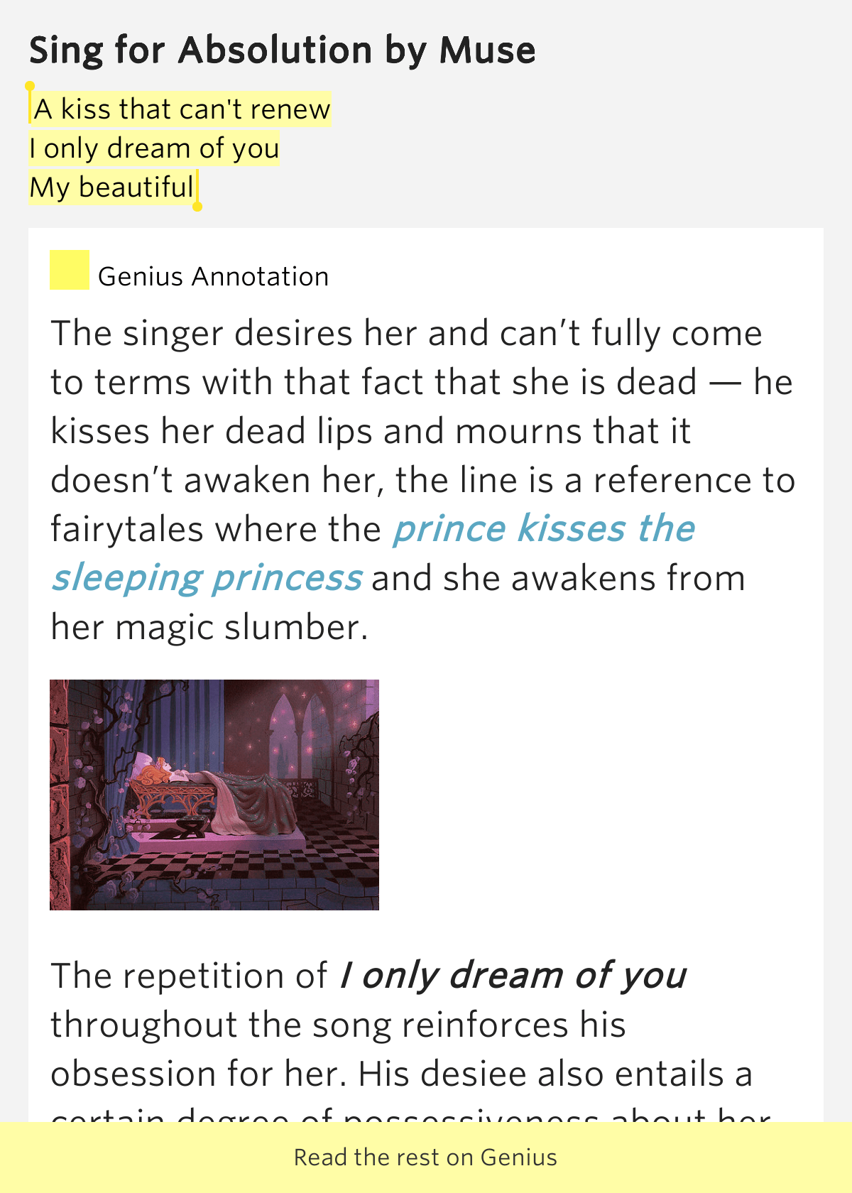 A kiss that can't renew / I only dream of you / My