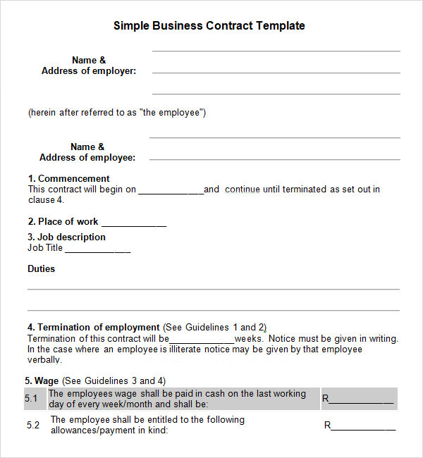 Business Contract Template 7 Free PDF , DOC Download Sample Templates