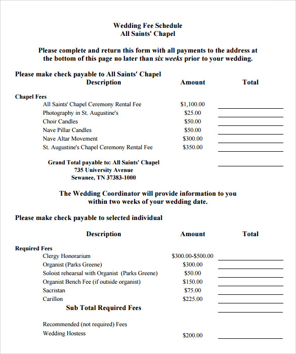 Wedding Schedule Template 9+ Download Documents In PDF